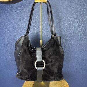 Michael Kors Black Suede & Leather Hobo Bag